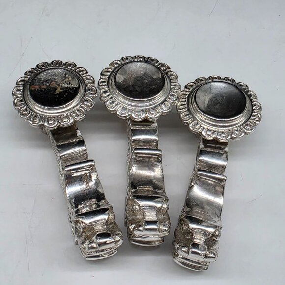 Japanese Porcelain Spoons With Silverplated Dragon Rest Design Set of 3 - Picture 3 of 9